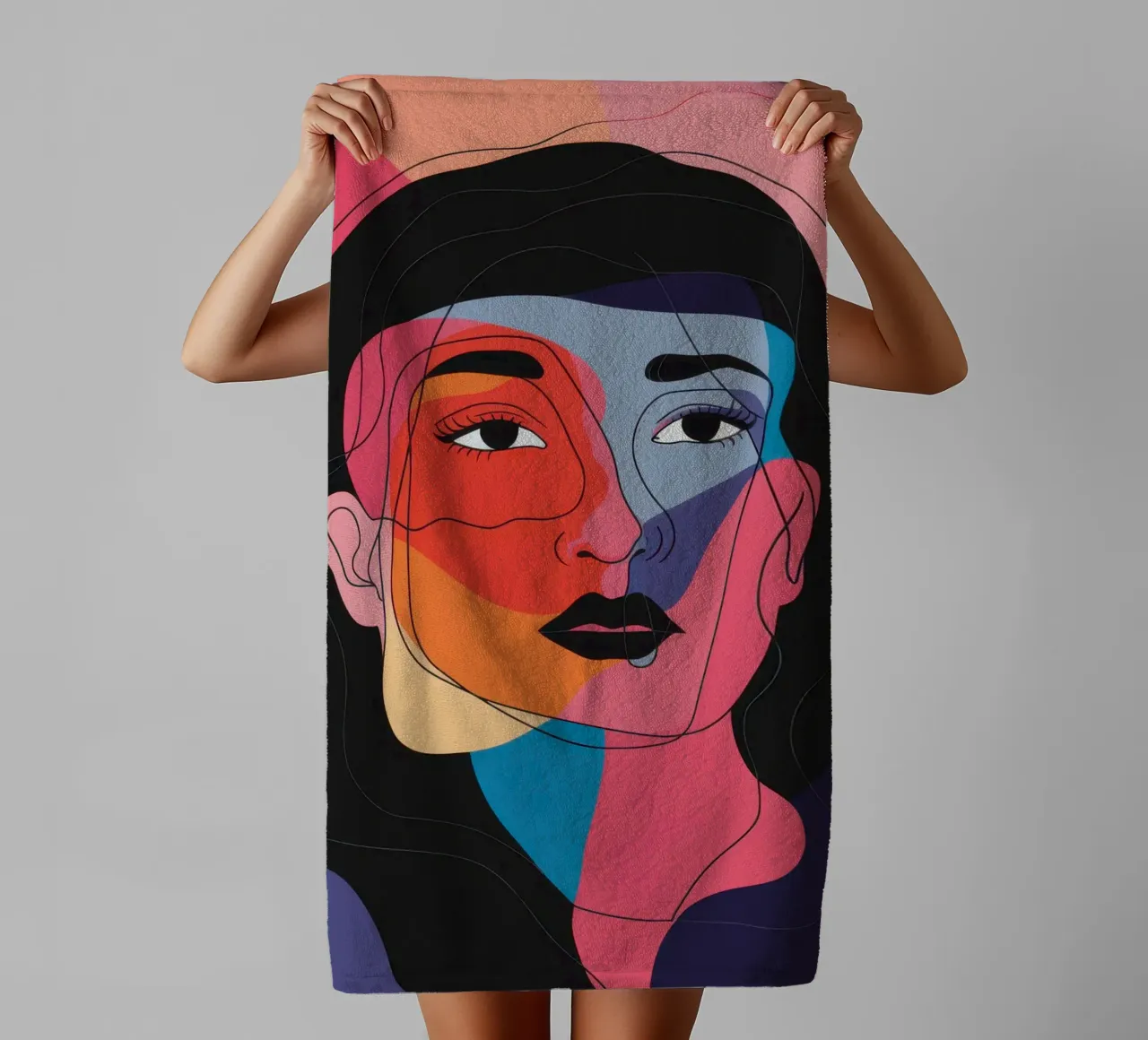 Fragmented Color Portrait towel by Gaia Viesta