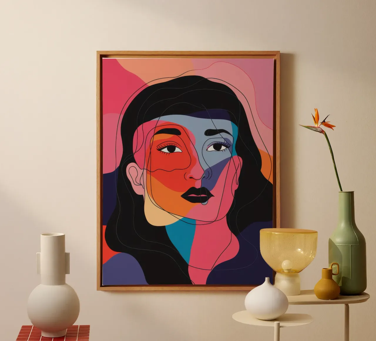 Gefragmenteerd kleurenportret canvas met Baklijst van Gaia Viesta