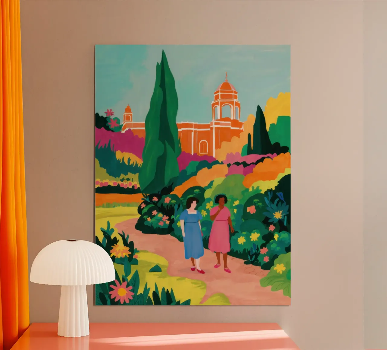 Passeggiata nel giardino toscano poster con telaio in plastica da Selene Shade