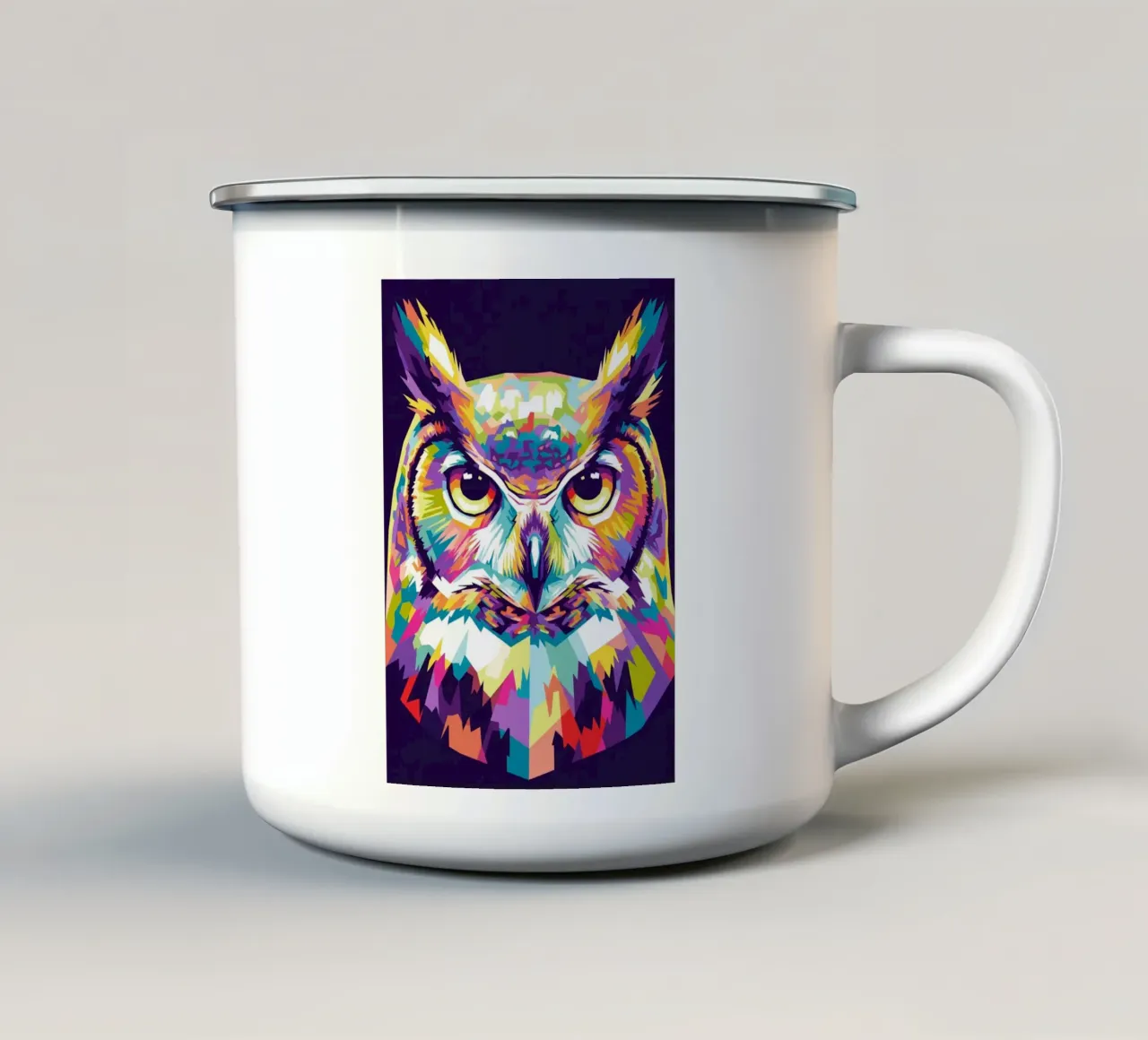 Colorato di gufo (2) tazza in smalto da Wild Life studio