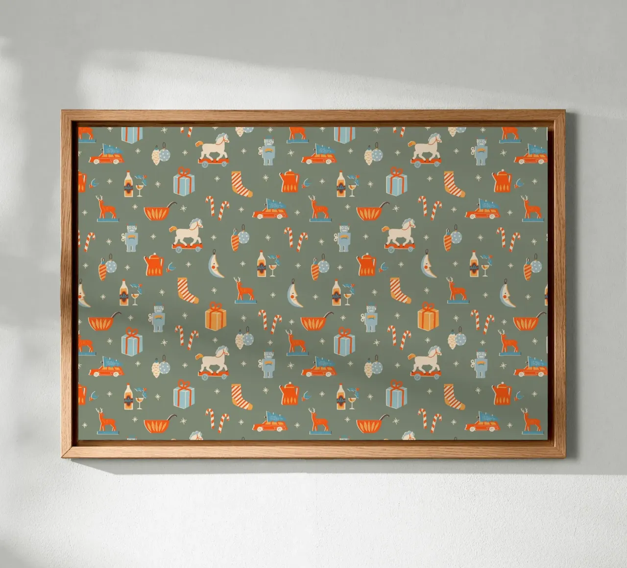 Christmas Pattern No 24 tela con Cornice a cassetta da treechild
