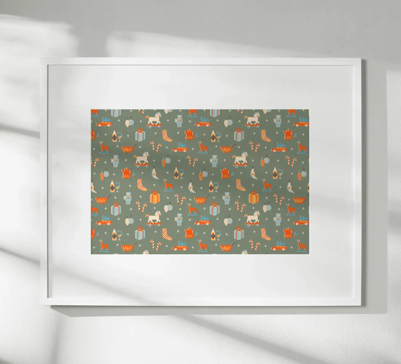 Christmas Pattern No 24 poster con telaio in legno da treechild