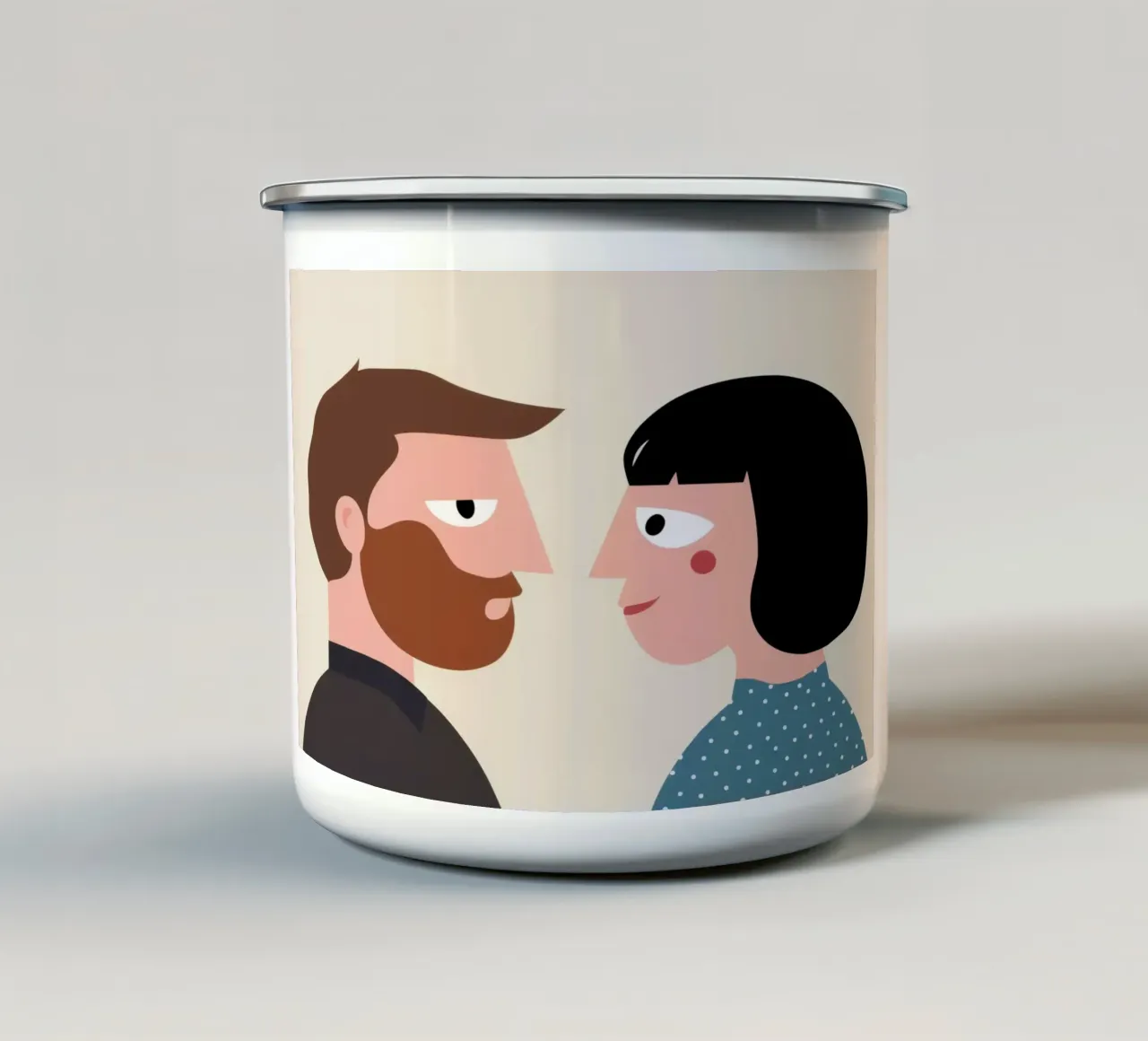 Intimer liebevoller Blick Emaille Tasse von Gaia Viesta