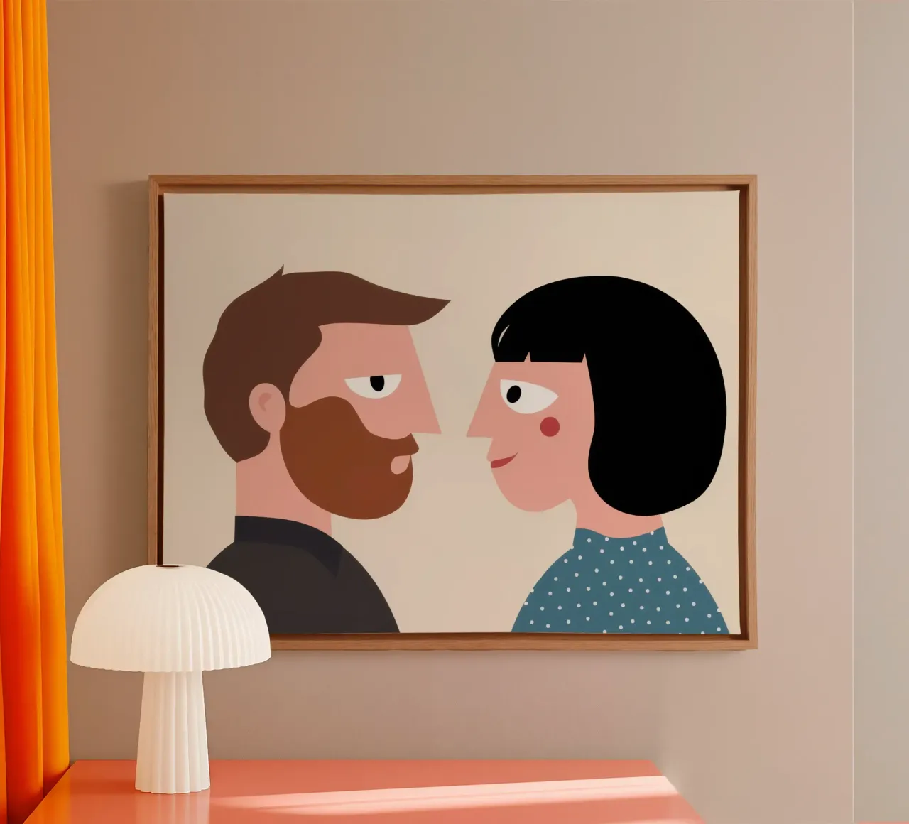 Intieme liefdevolle blik canvas met Baklijst van Gaia Viesta