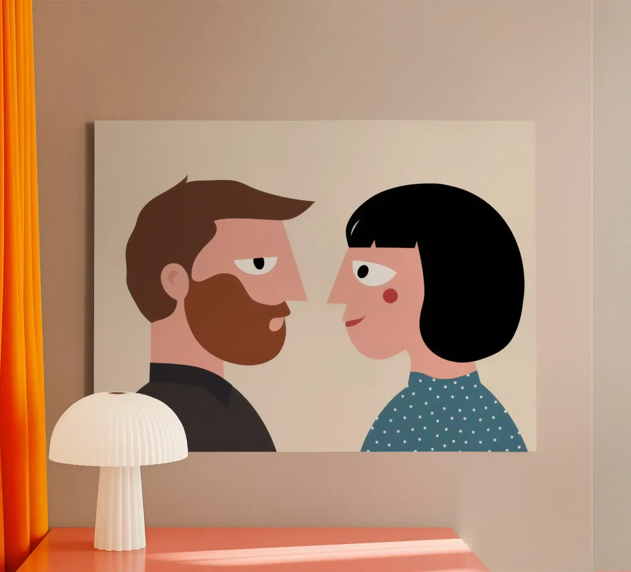Intieme liefdevolle blik canvas met Baklijst van Gaia Viesta