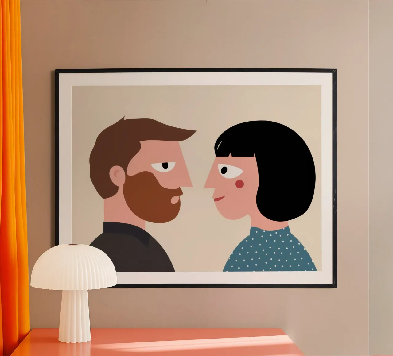 Sguardo intimo e amorevole poster con telaio in legno da Gaia Viesta