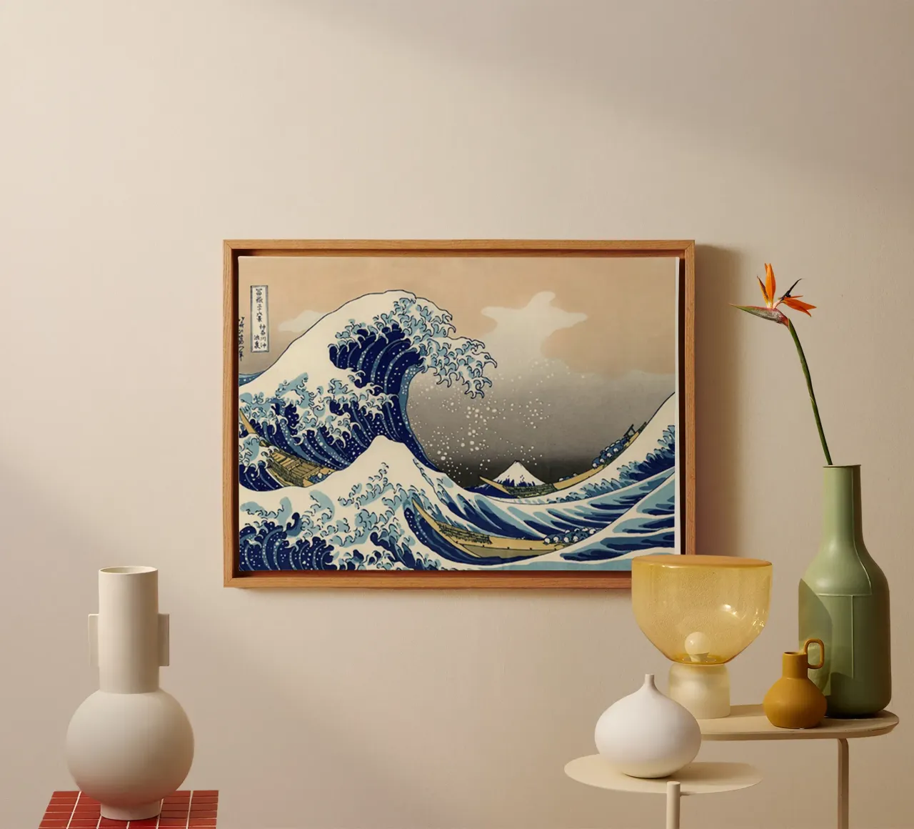 Onda Hokusai tela con Cornice a cassetta da HKS JAPANESESTORE