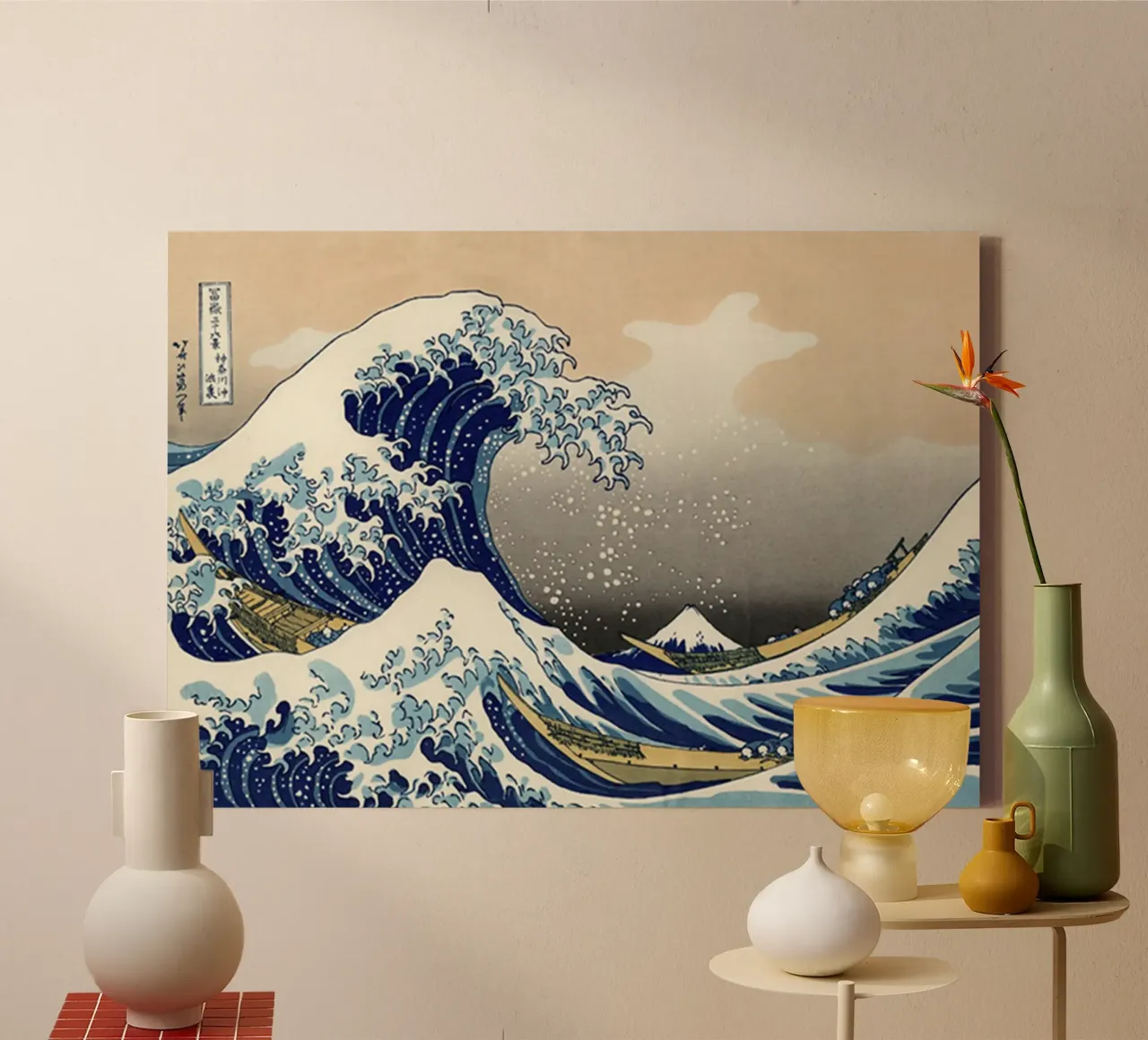 Onda Hokusai tela con Cornice a cassetta da HKS JAPANESESTORE