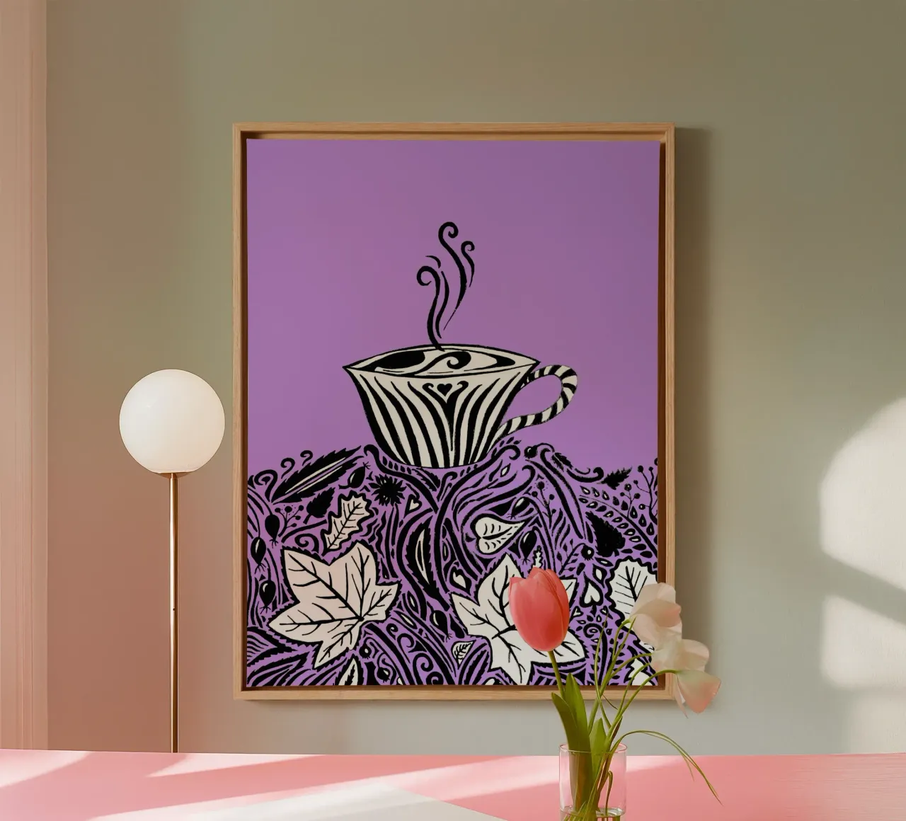 Herbst Gemütlichkeit - Violett tela con Cornice a cassetta da PaperLine Art
