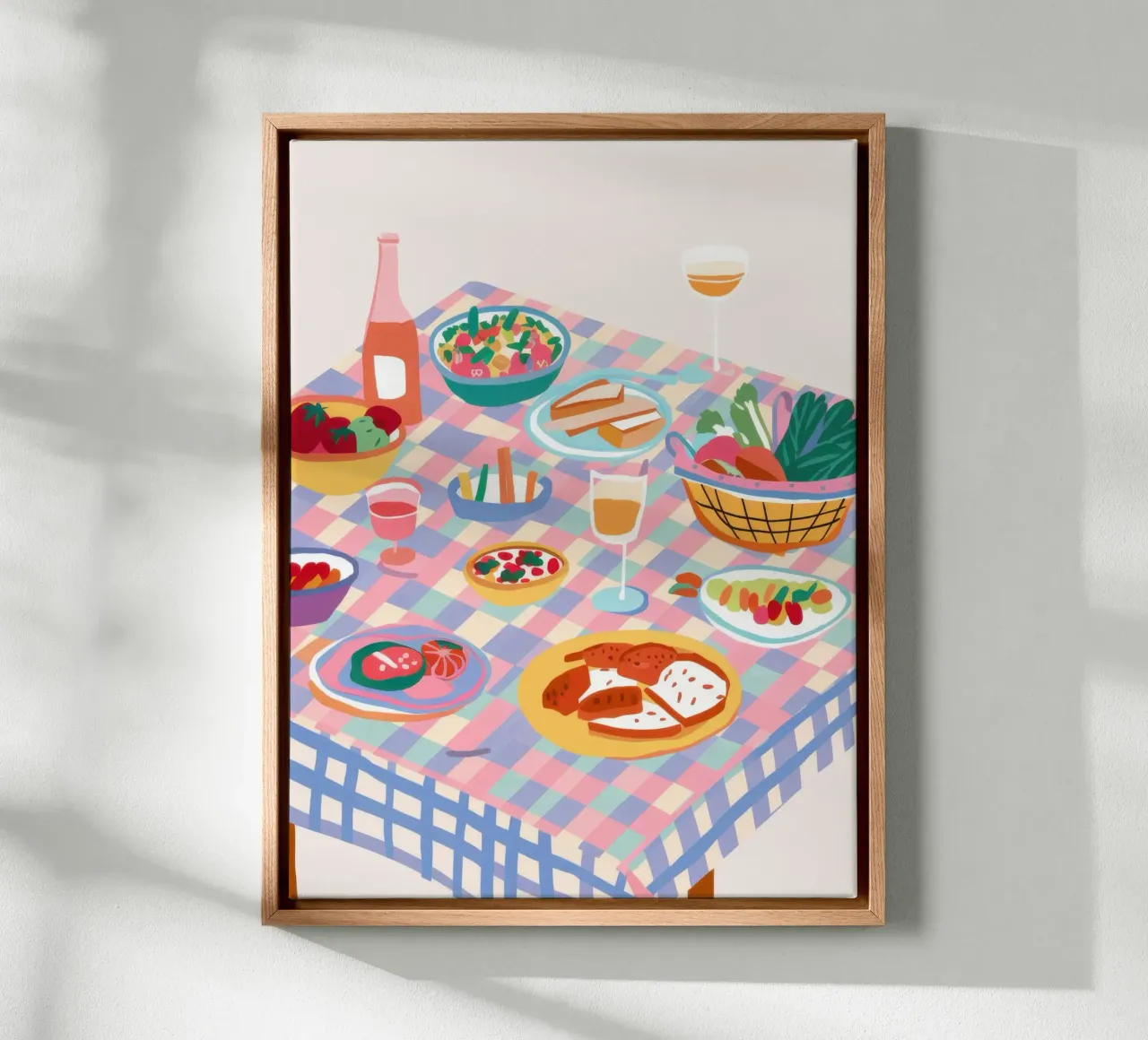 Mediterranean Alfresco Feast canvas with Floater frame by Selene Shade