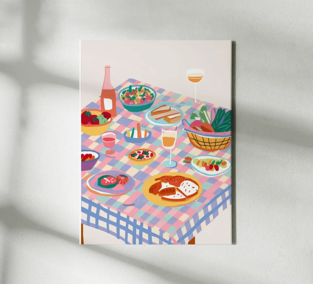 Mediterranean Alfresco Feast canvas with Floater frame by Selene Shade