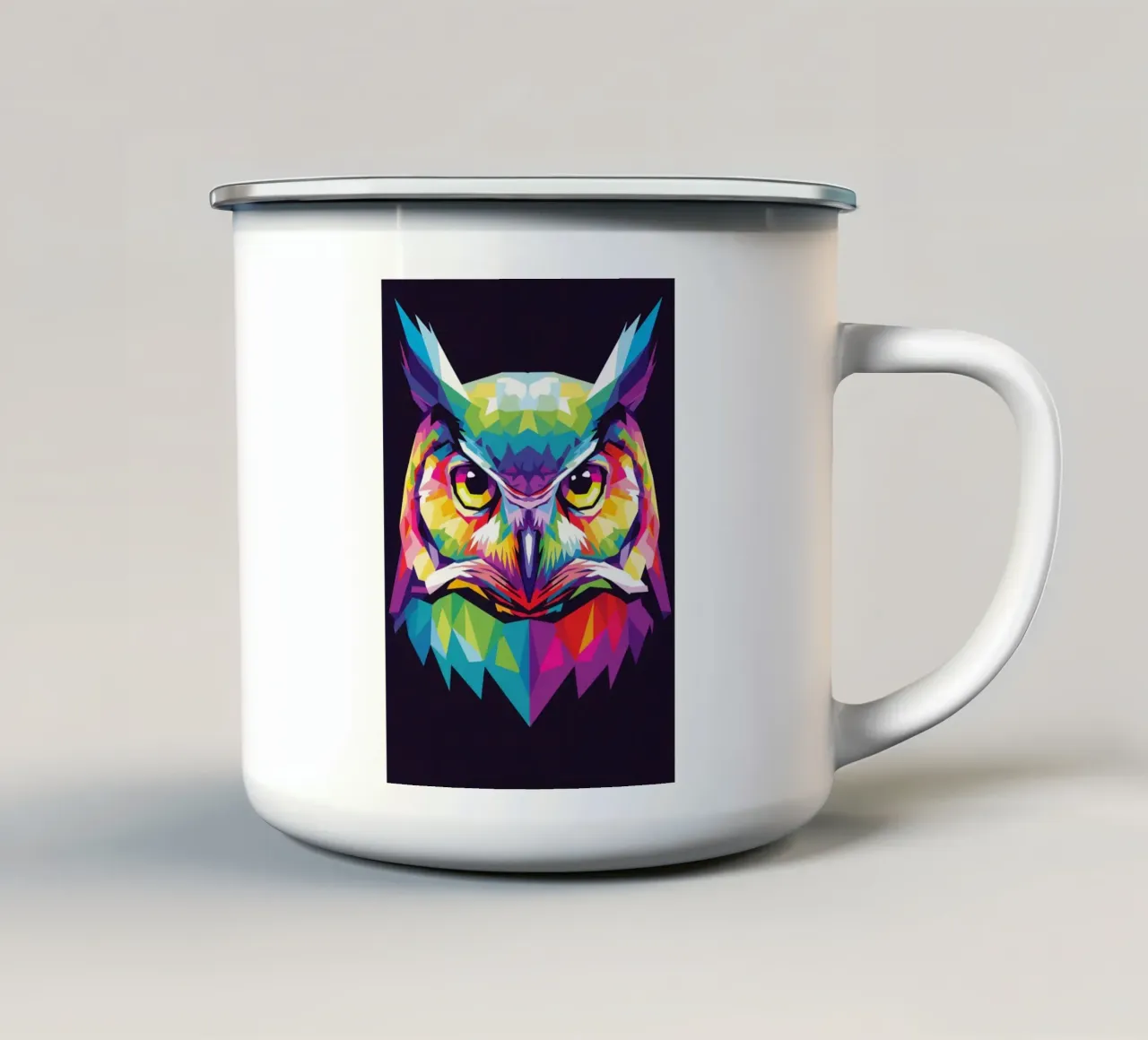 Colorato di gufo (3) tazza in smalto da Wild Life studio