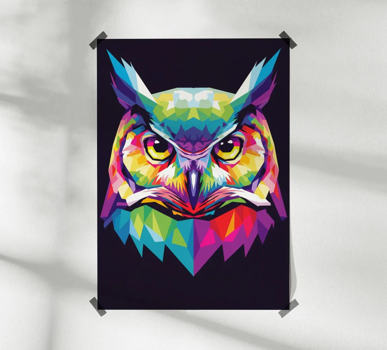 Colorato di gufo (3) poster con telaio in plastica da Wild Life studio