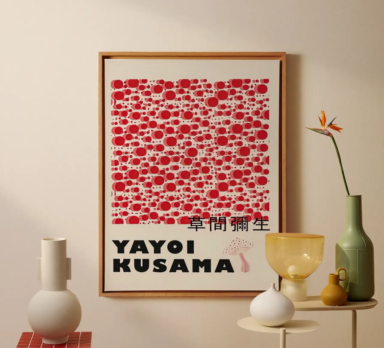 Rode champignon zeepbel canvas met Baklijst van HKS JAPANESESTORE