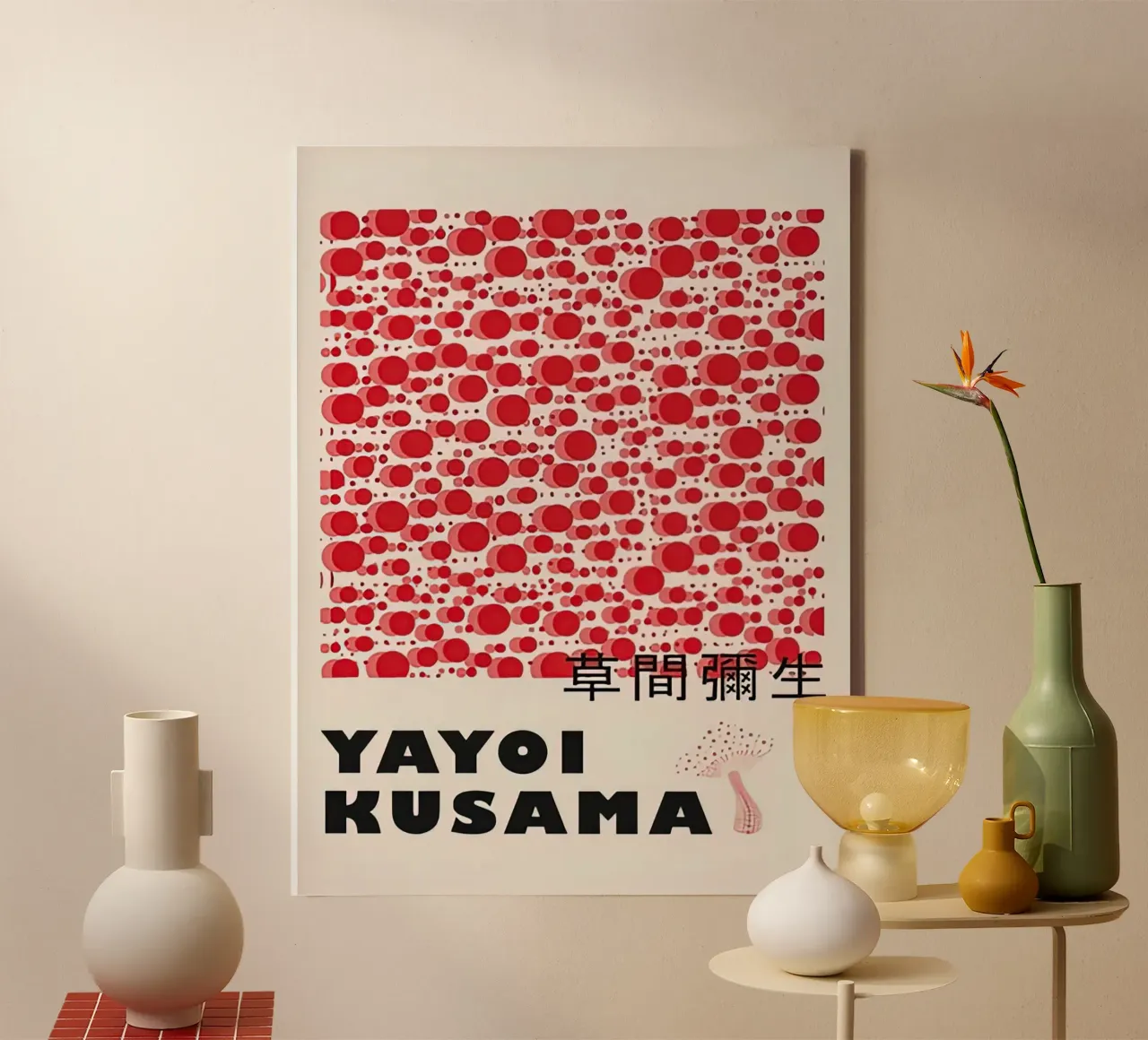 Rode champignon zeepbel canvas met Baklijst van HKS JAPANESESTORE