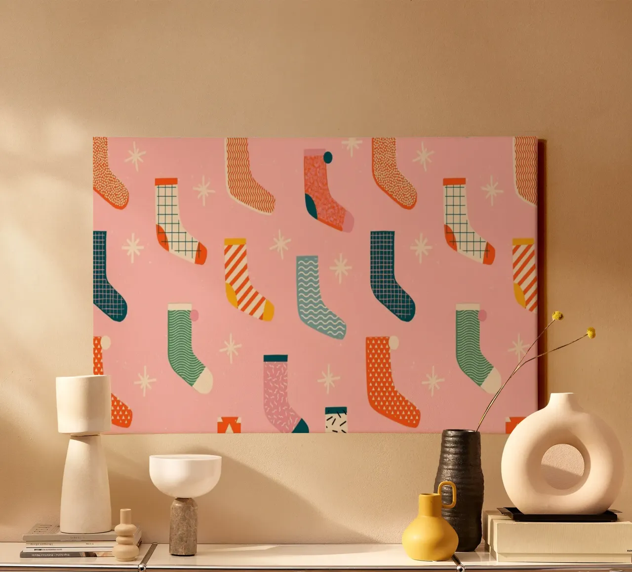 Christmas Pattern No 25 tela con Cornice a cassetta da treechild