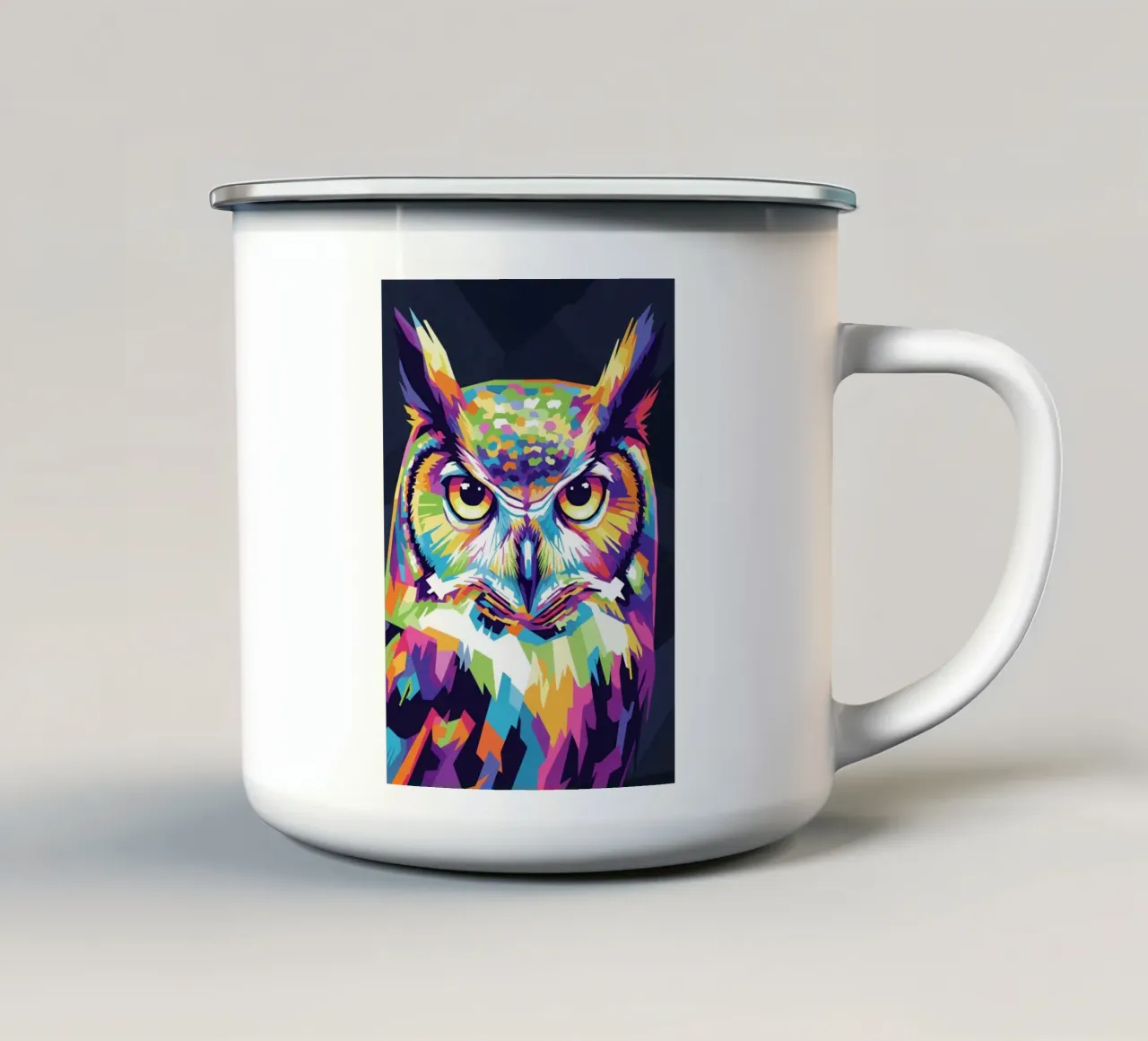 Colorato di gufo (4) tazza in smalto da Wild Life studio