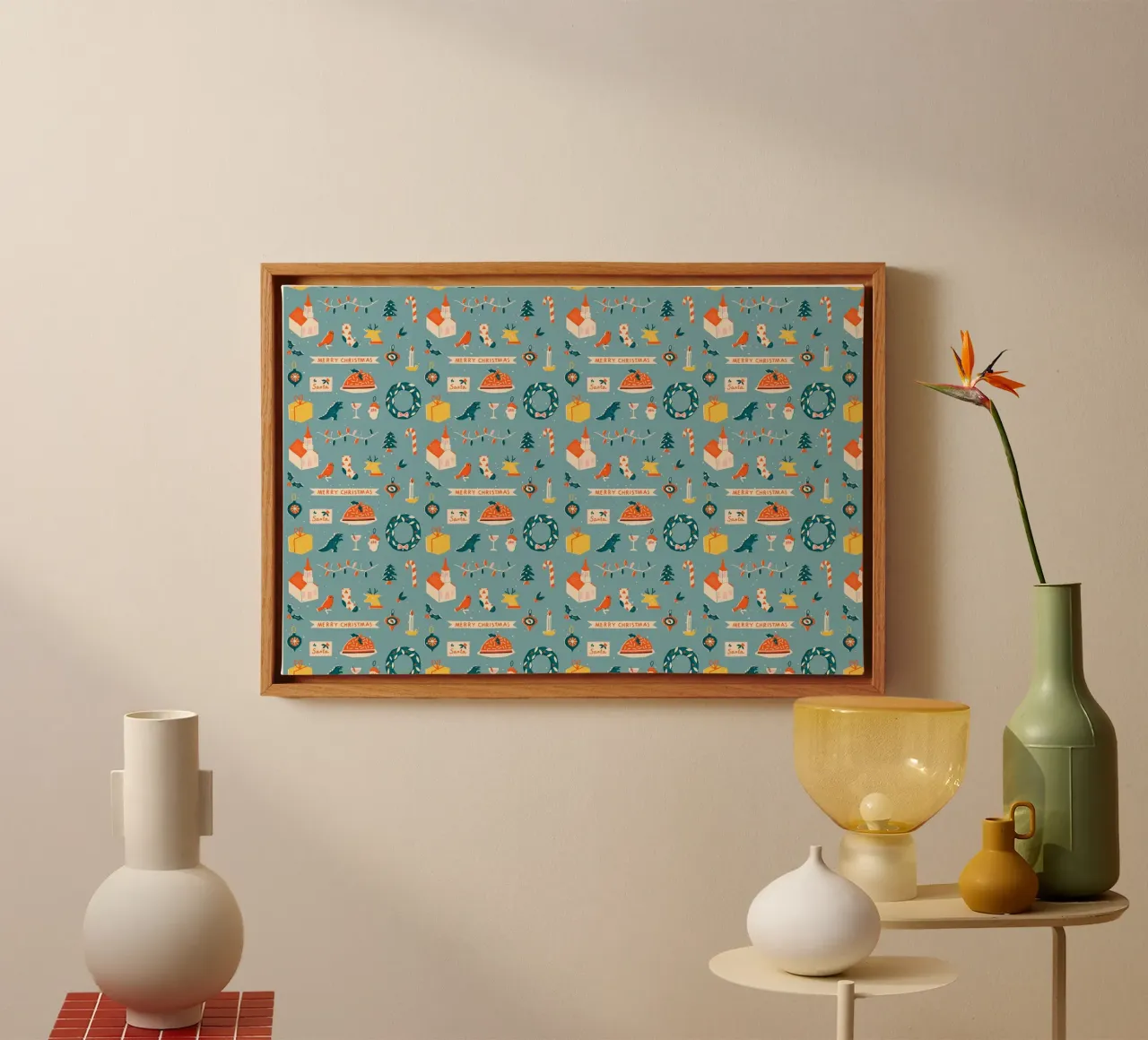 Christmas Pattern No 28 tela con Cornice a cassetta da treechild