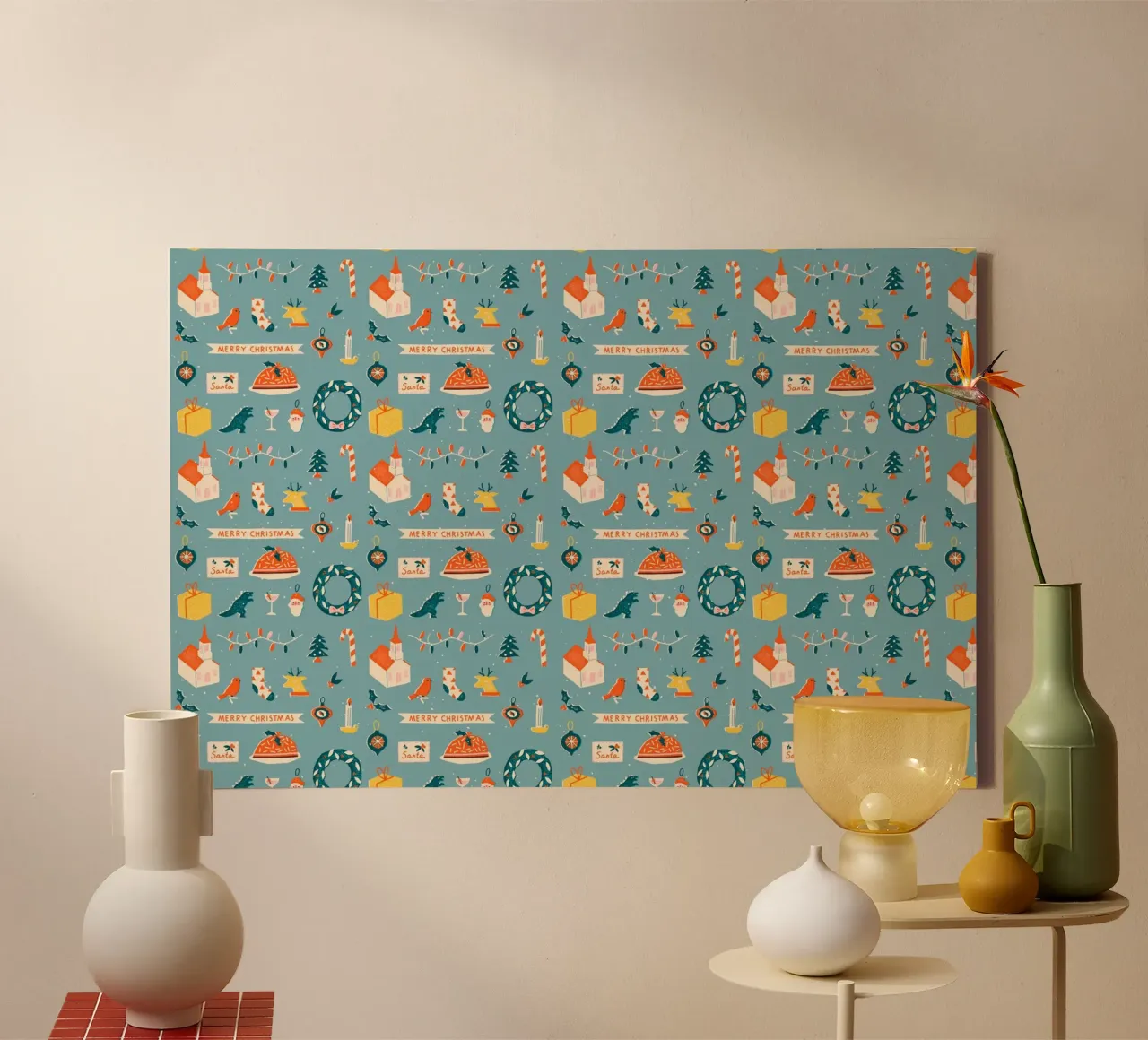 Christmas Pattern No 28 tela con Cornice a cassetta da treechild