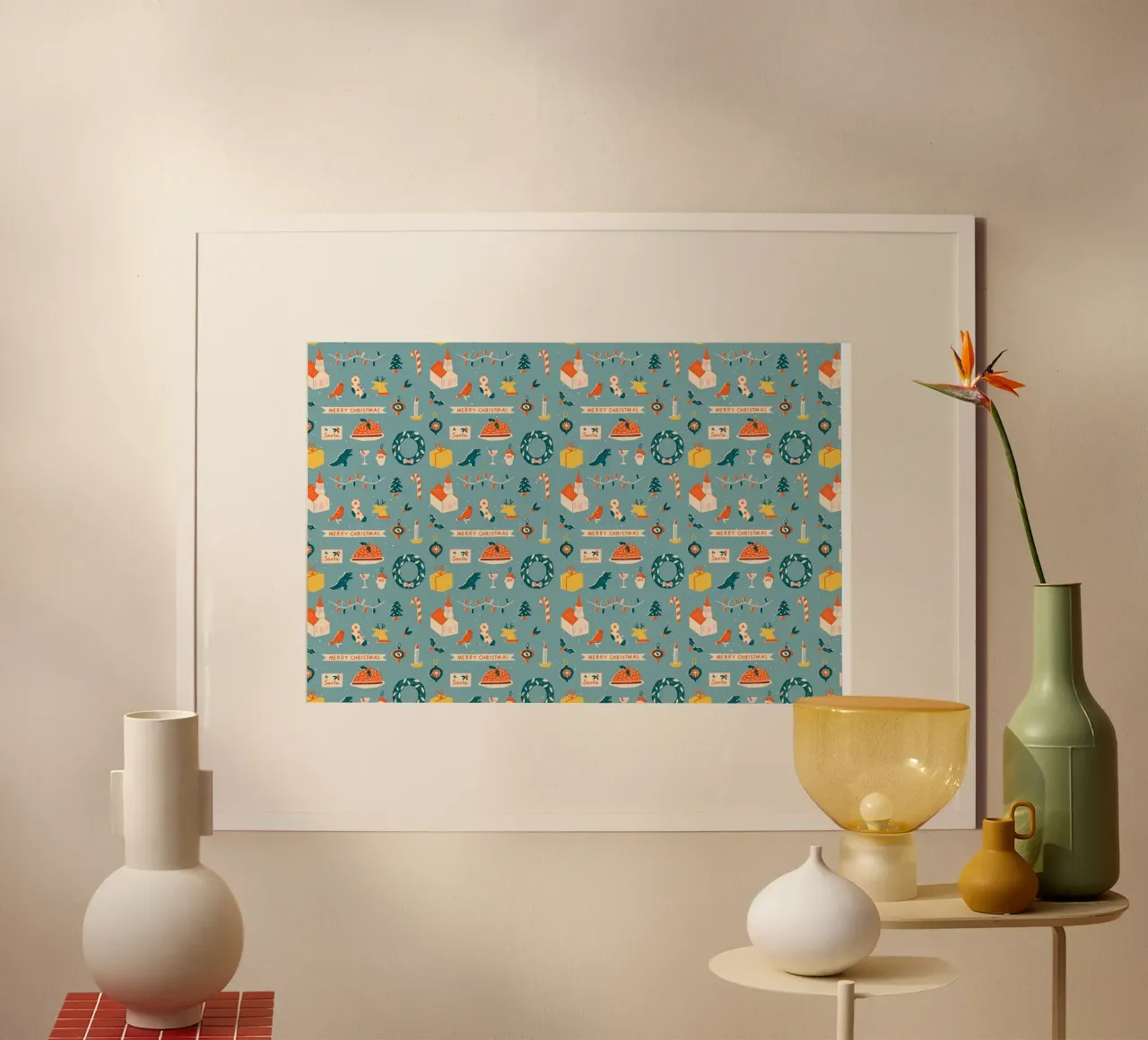 Christmas Pattern No 28 poster con telaio in plastica da treechild