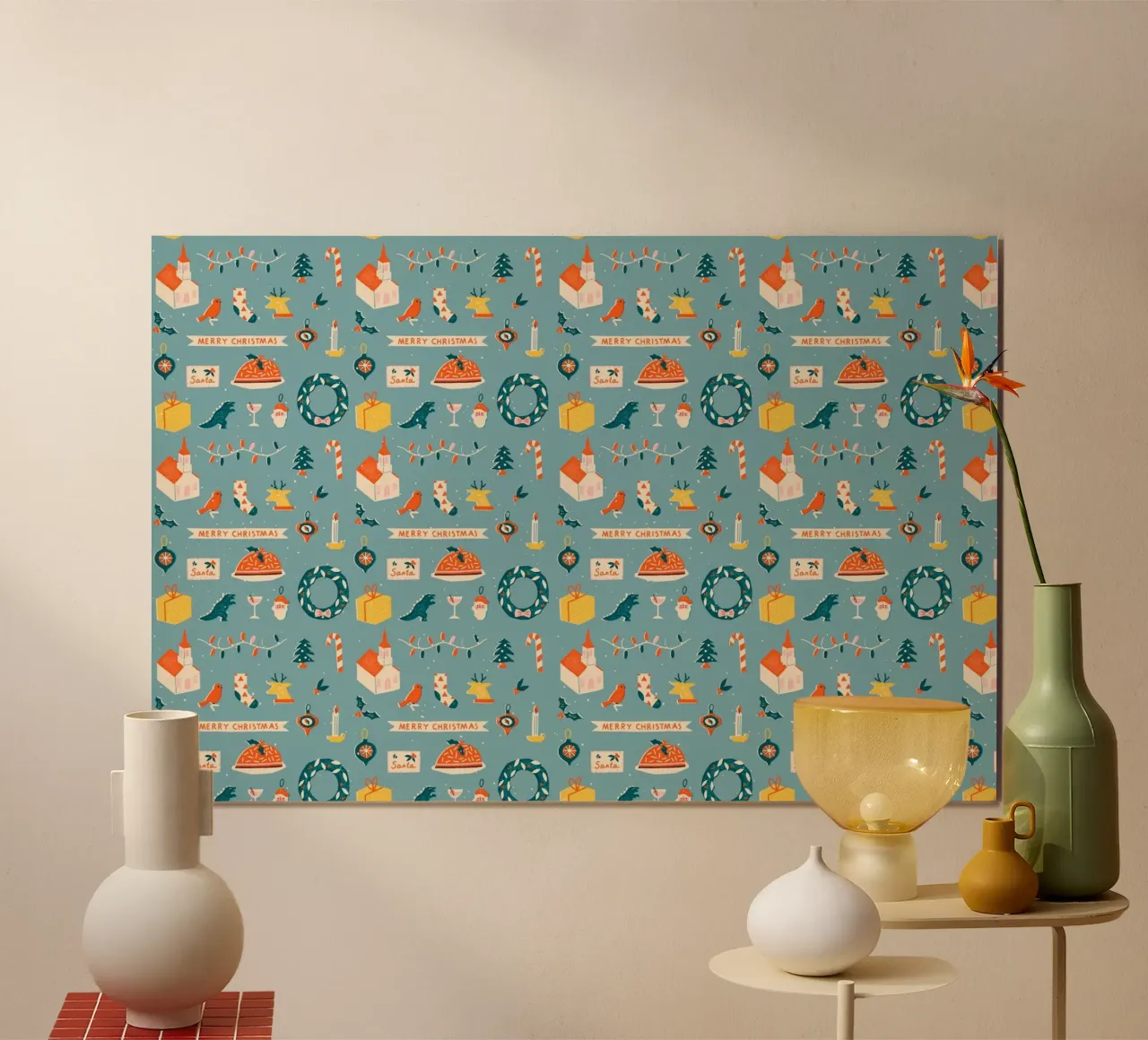Christmas Pattern No 28 poster con telaio in plastica da treechild