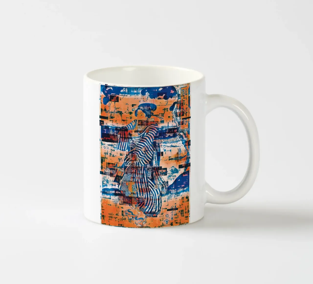 Geisha in piedi sulla riva del fiume Sumida Rimasterizzato tazza in ceramica da the-witcher