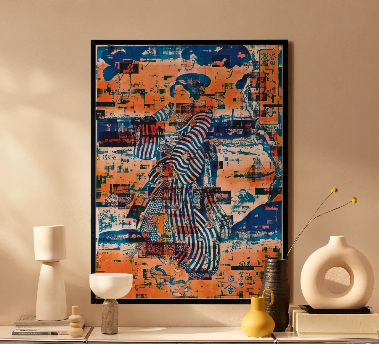 Geisha in piedi sulla riva del fiume Sumida Rimasterizzato poster da the-witcher