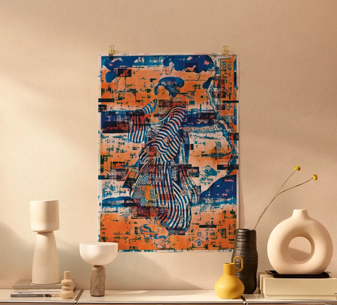 Geisha in piedi sulla riva del fiume Sumida Rimasterizzato poster da the-witcher