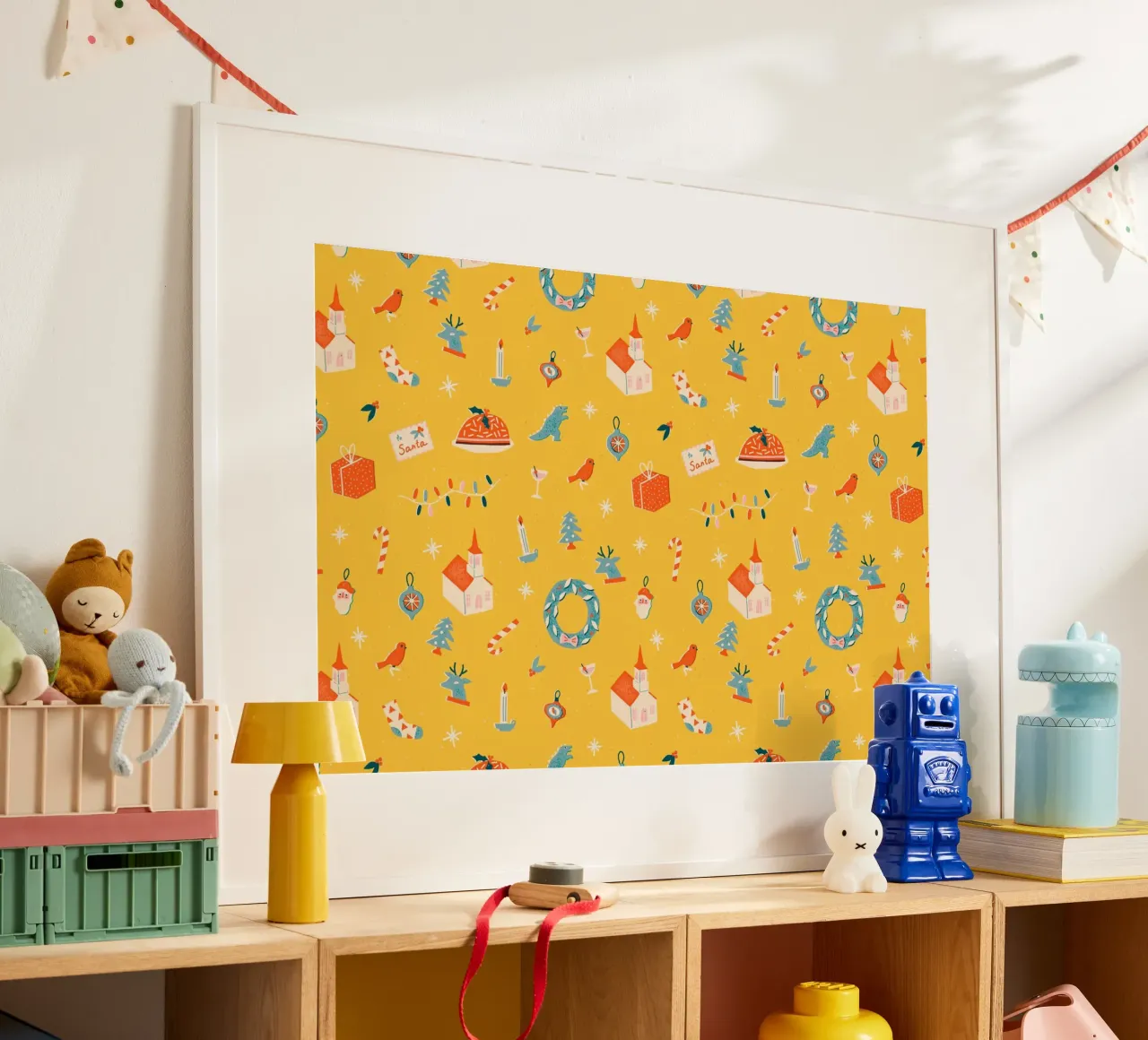 Christmas Pattern No 29 poster con telaio in legno da treechild