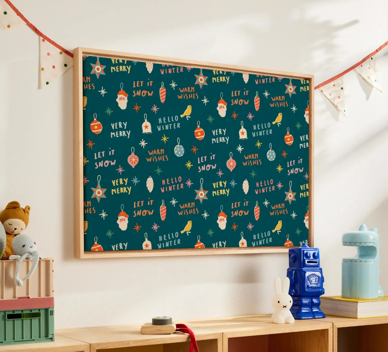 Christmas Pattern No 30 tela con Cornice a cassetta da treechild