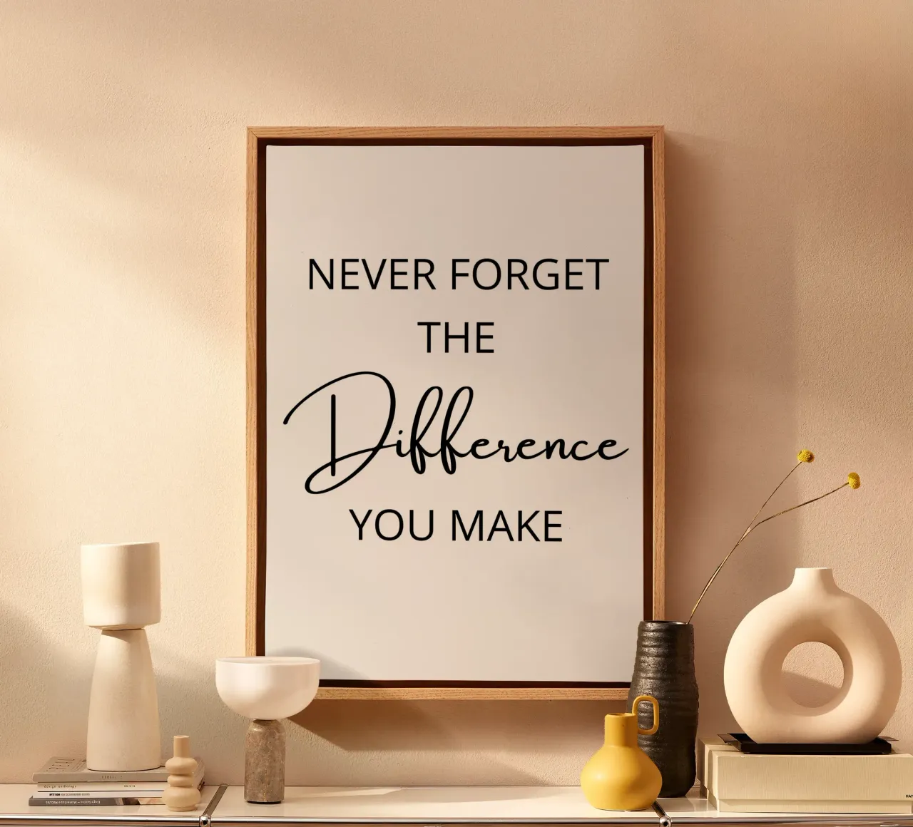 Never Forget The Difference You Make tela con Cornice a cassetta da ramosashop