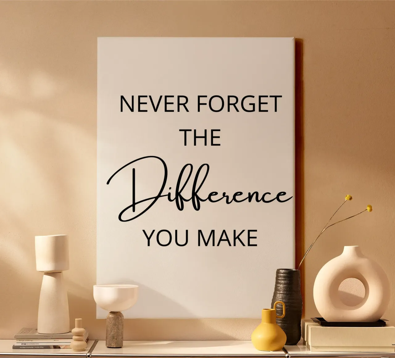Never Forget The Difference You Make tela con Cornice a cassetta da ramosashop