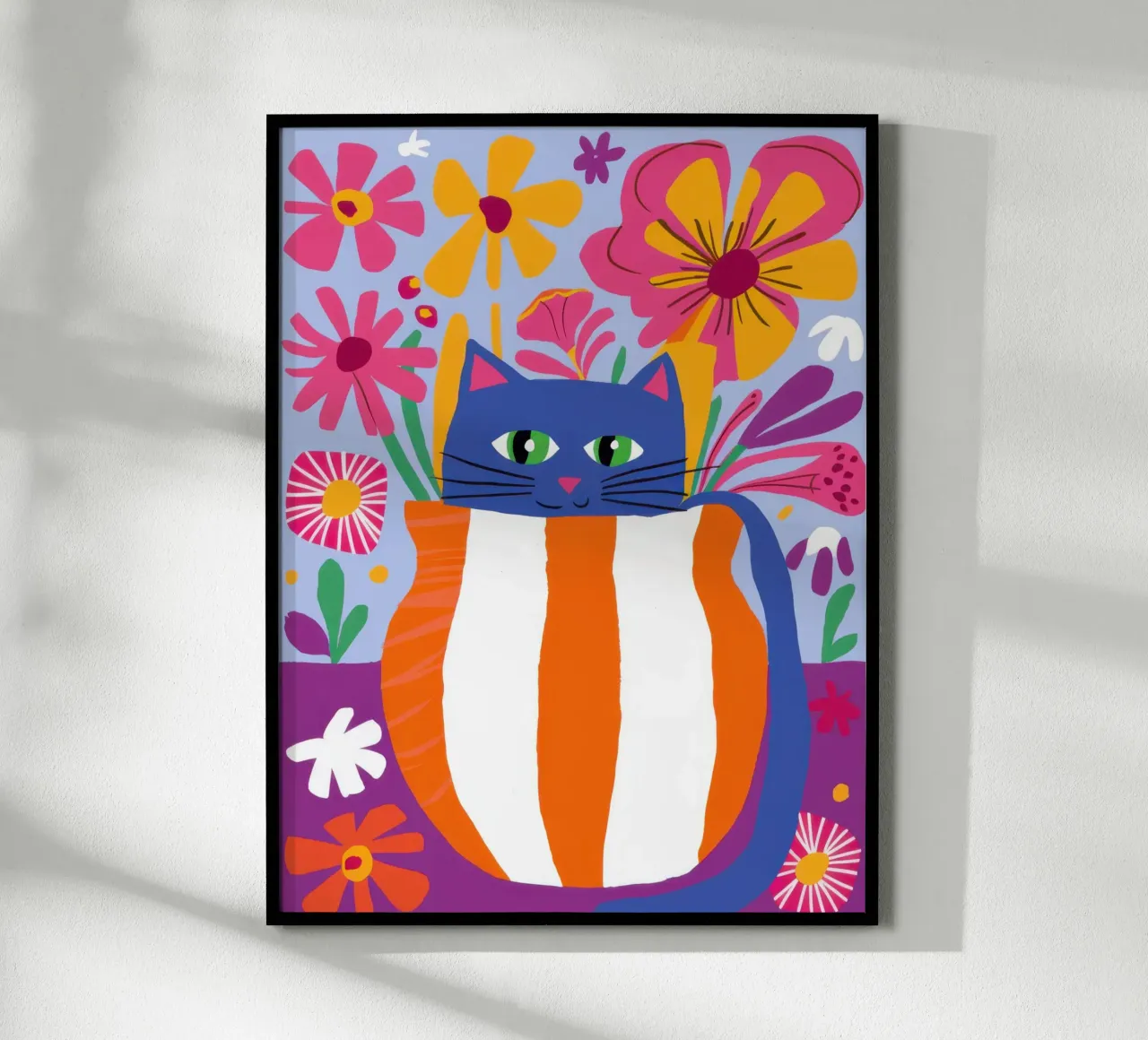 Ritratto di gatto patriottico poster con telaio in plastica da Mark Solaria
