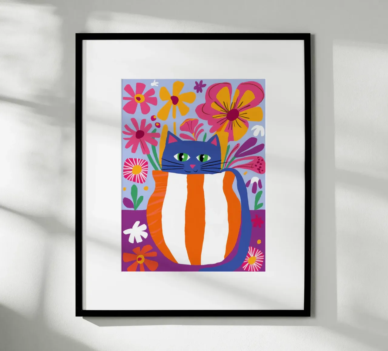 Ritratto di gatto patriottico poster con telaio in plastica da Mark Solaria