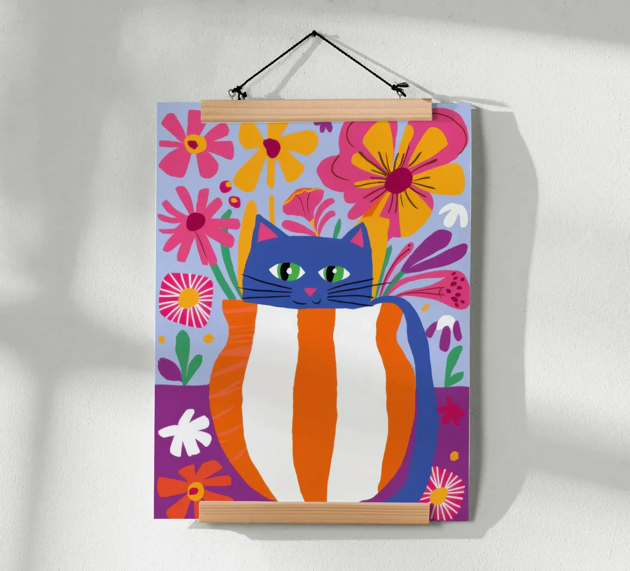 Ritratto di gatto patriottico poster con telaio in plastica da Mark Solaria