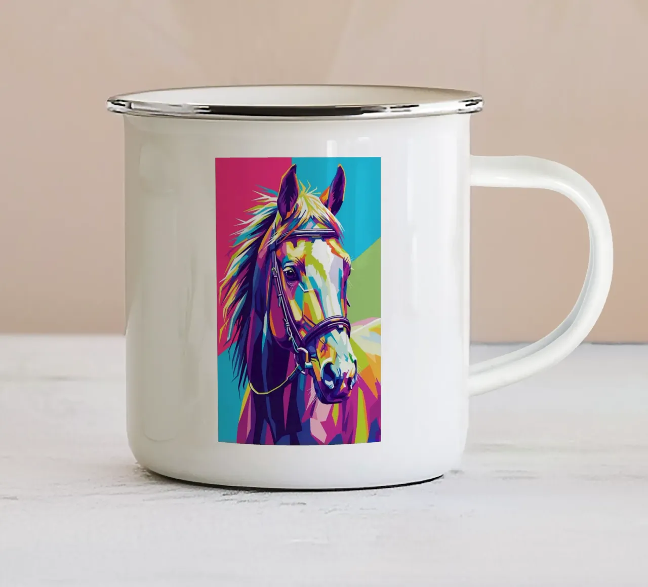 Colorato di cavallo (2) tazza in smalto da Wild Life studio
