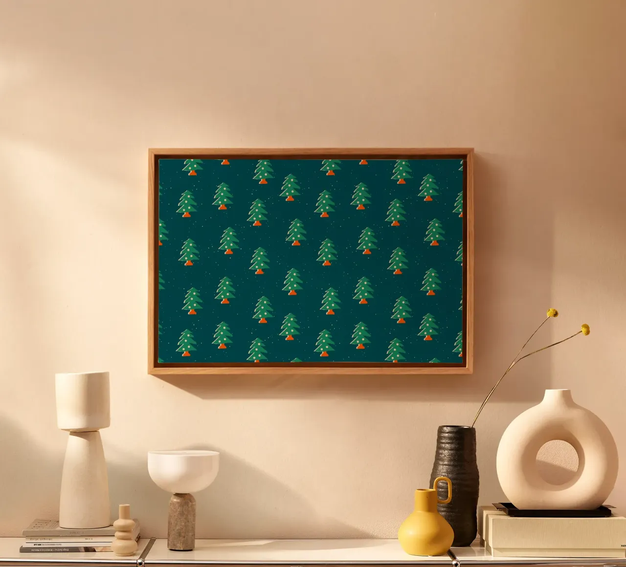 Christmas Pattern No 31 canvas met Baklijst van treechild