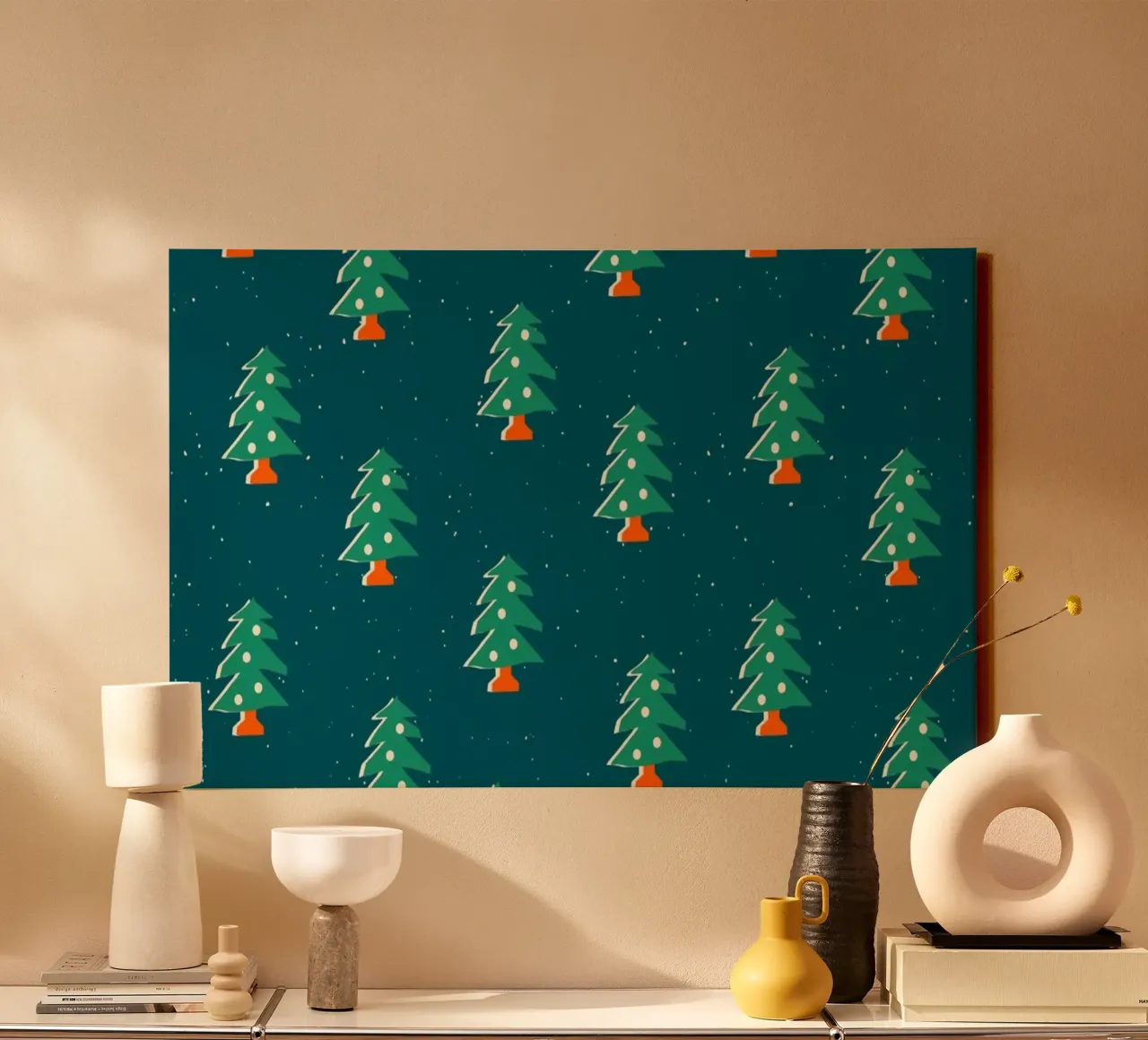Christmas Pattern No 31 canvas met Baklijst van treechild
