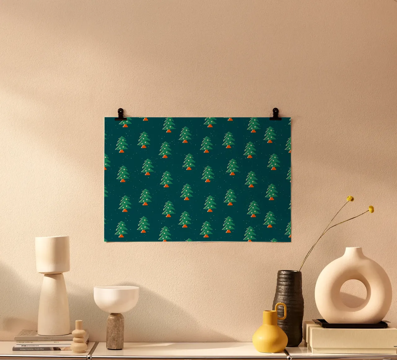 Christmas Pattern No 31 poster con telaio in plastica da treechild