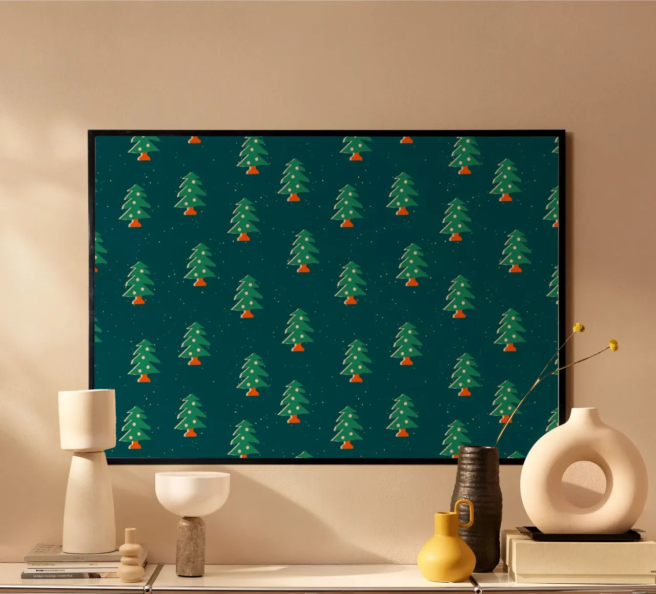 Christmas Pattern No 31 poster con telaio in plastica da treechild