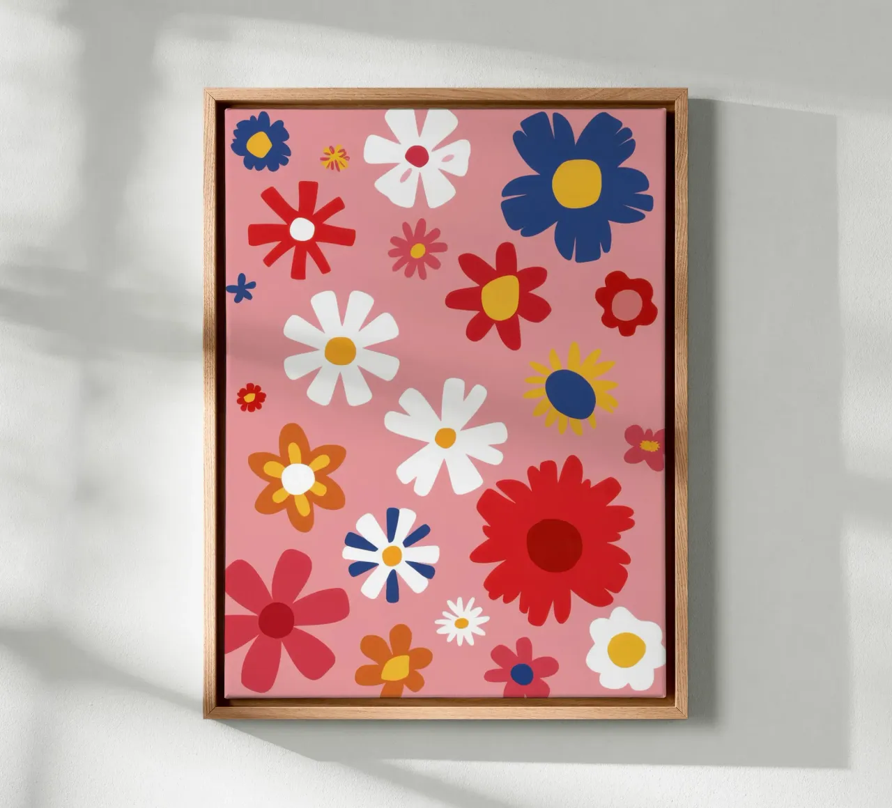 Retro bloemen explosie canvas met Baklijst van Selene Shade