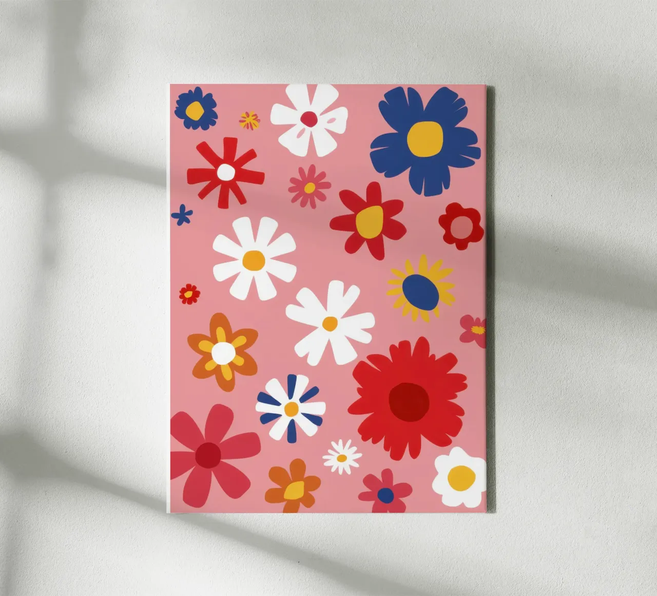 Retro bloemen explosie canvas met Baklijst van Selene Shade