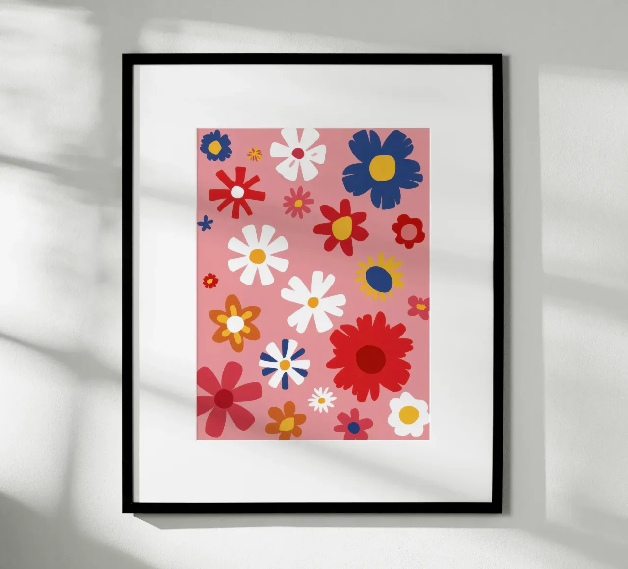Esplosione floreale retrò poster con telaio in legno da Selene Shade