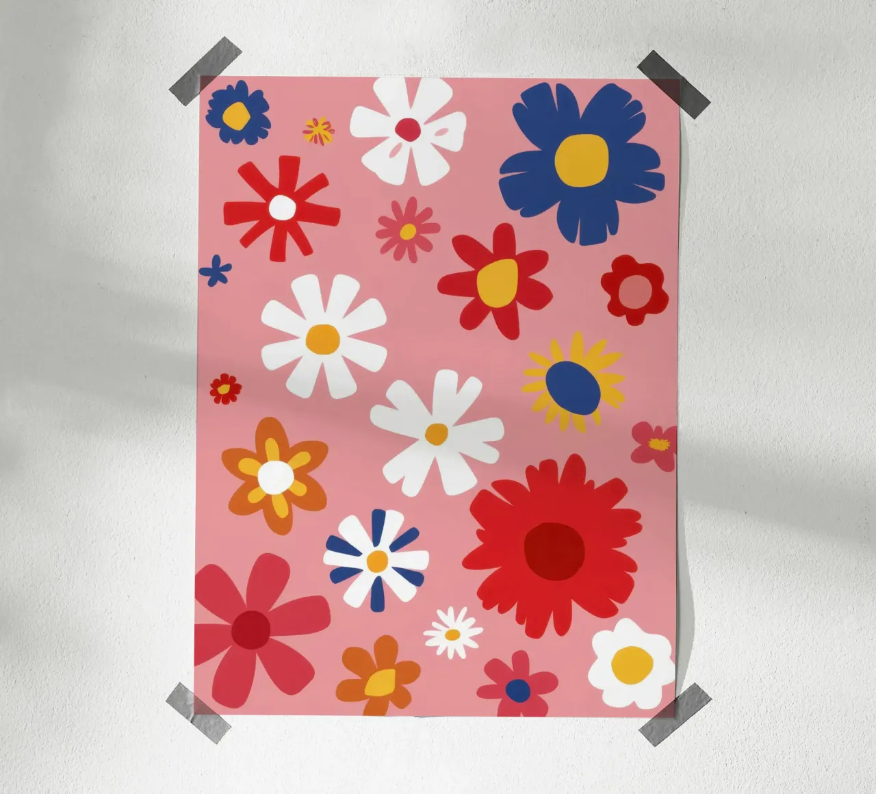 Esplosione floreale retrò poster con telaio in legno da Selene Shade