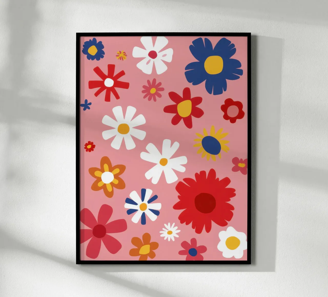 Esplosione floreale retrò poster con telaio in legno da Selene Shade