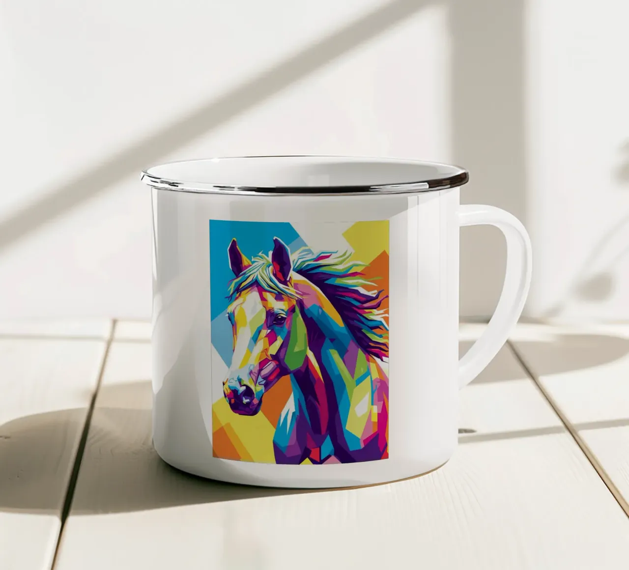 Colorato di cavallo (3) tazza in smalto da Wild Life studio