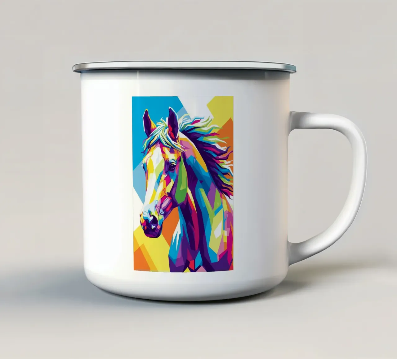 Colorato di cavallo (3) tazza in smalto da Wild Life studio