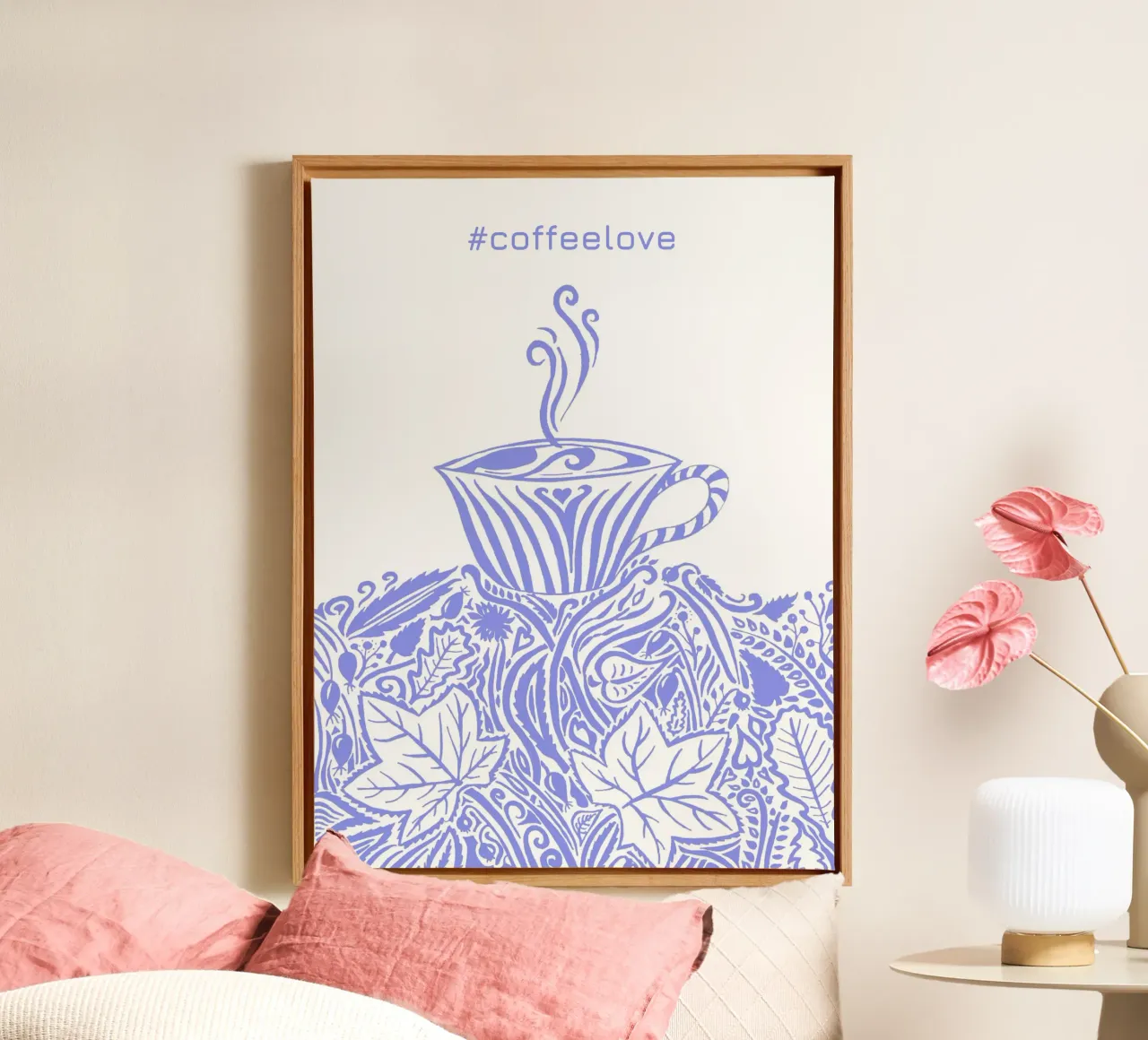 #coffeelove - Hellblau tela con Cornice a cassetta da PaperLine Art