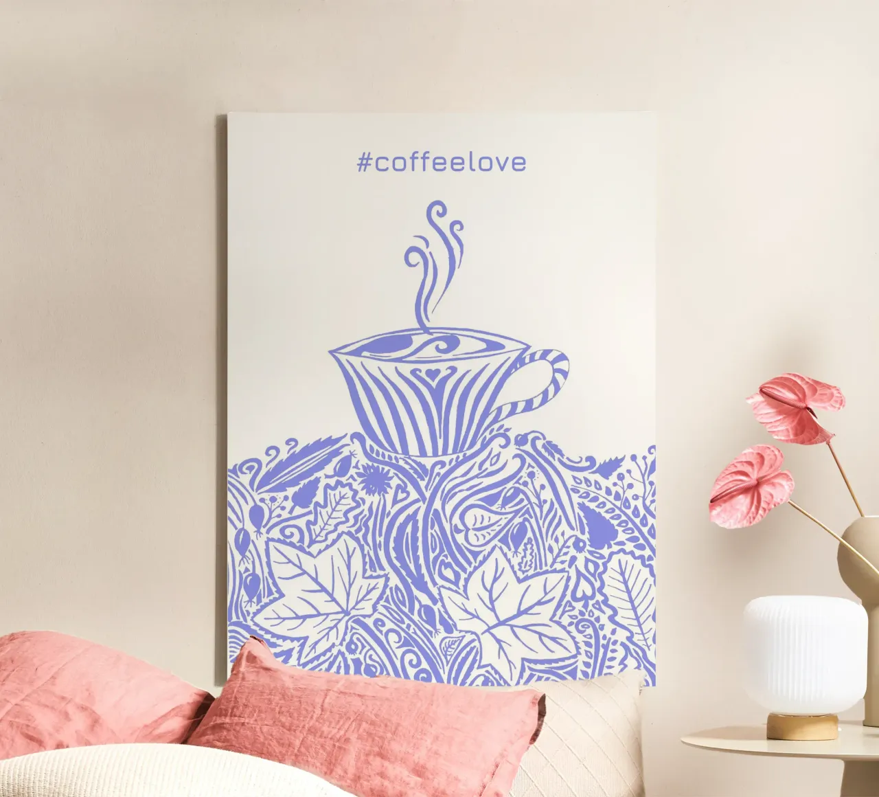 #coffeelove - Hellblau tela con Cornice a cassetta da PaperLine Art