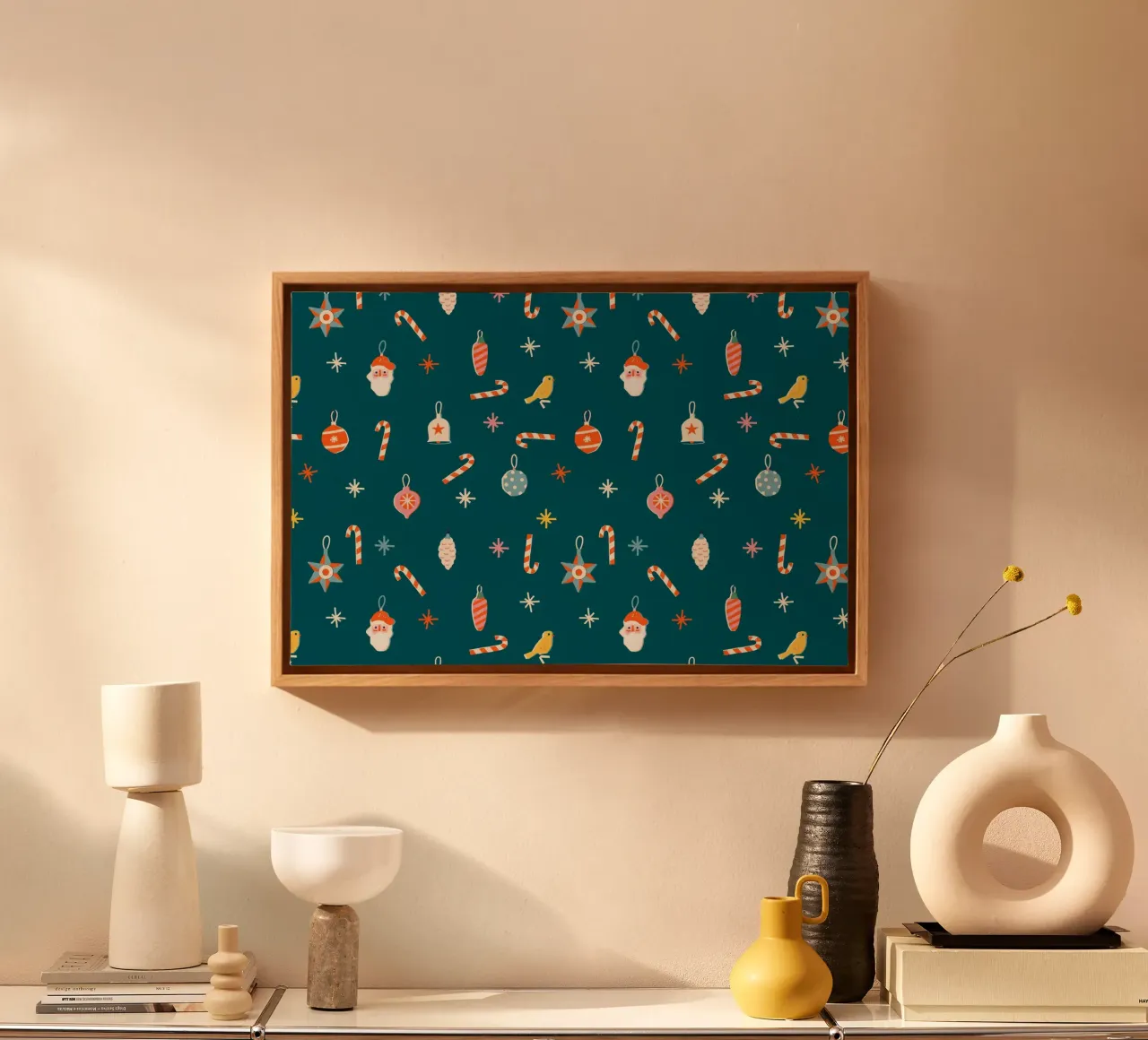 Christmas Pattern No 33 tela con Cornice a cassetta da treechild